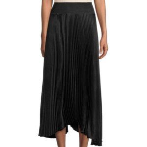 ELIE TAHARI Pleated Satin Black Midi Skirt WOMEN SZ S NWT $275